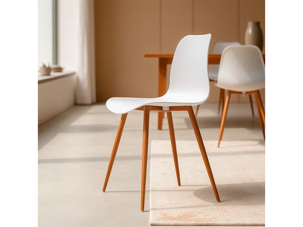 Leon - Lot de 2 chaises en résine - Blanc