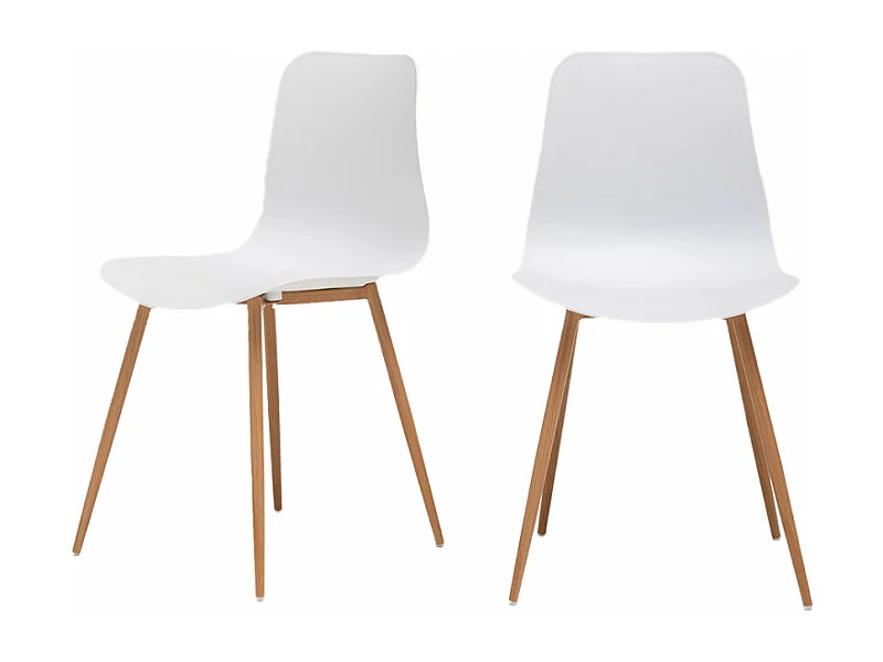 Leon - Lot de 2 chaises en résine - Blanc