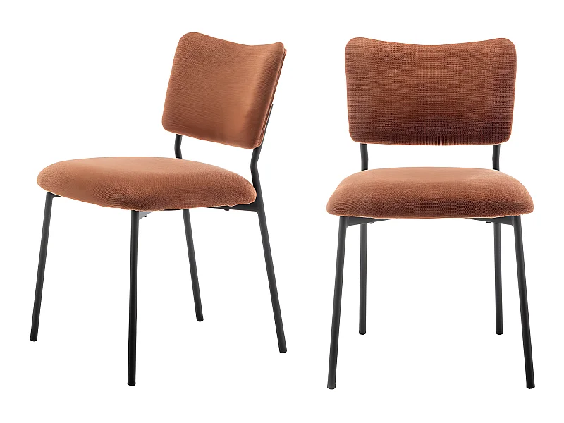 Vander - Lot de 2 chaises en tissu et métal - Rouille