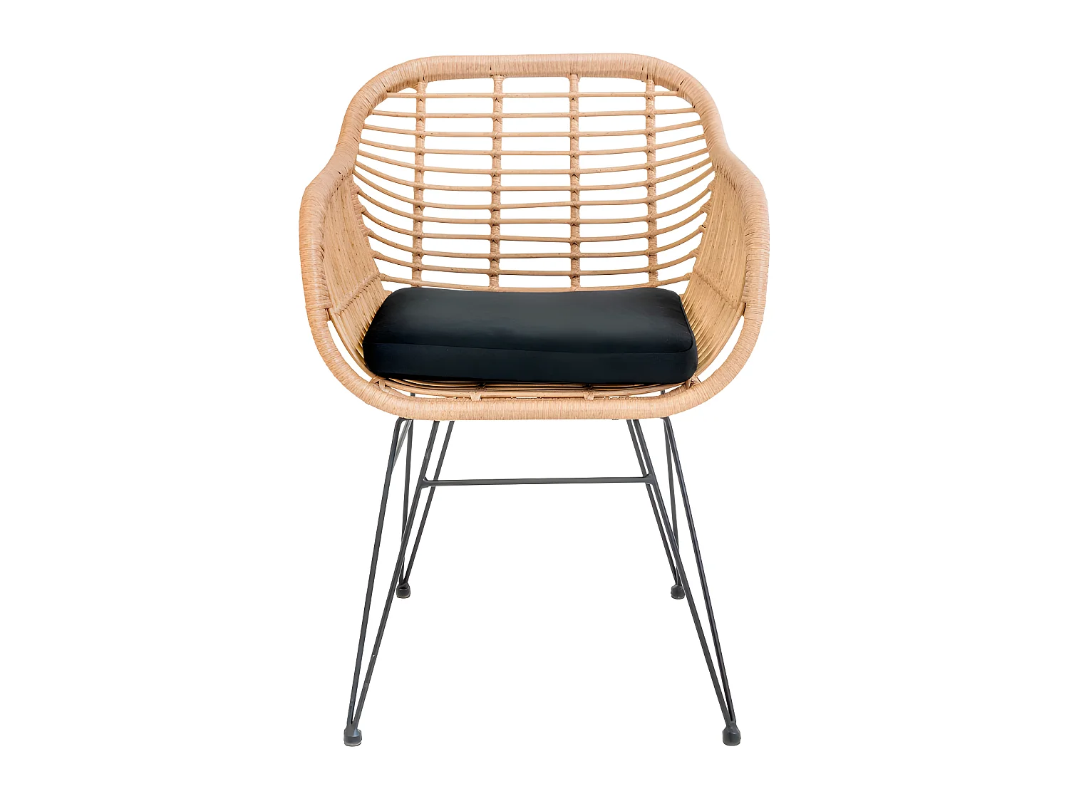 Trieste - Lot de 2 fauteuils indoor/outdoor aspect rotin et métal avec coussin - Bois clair