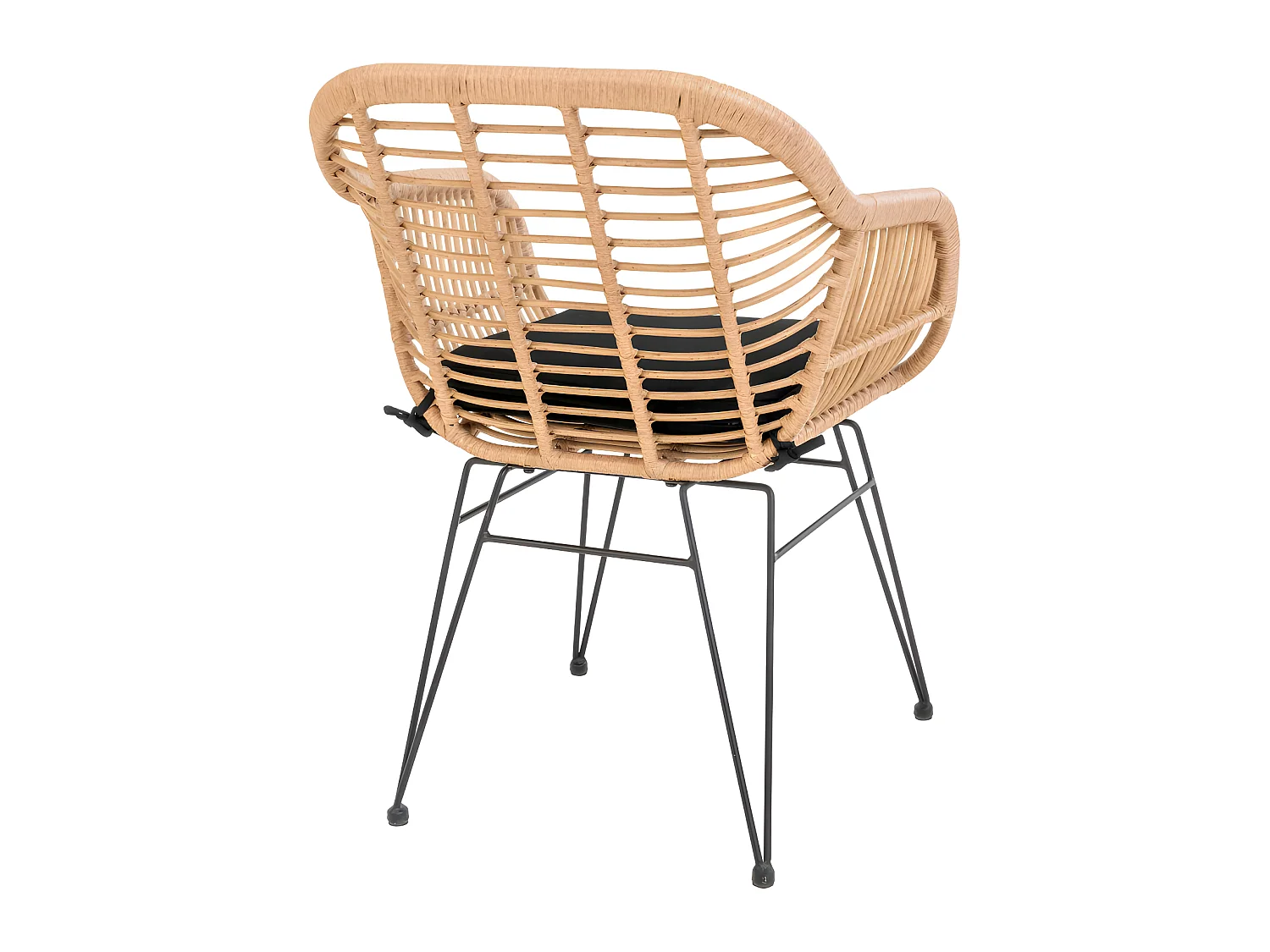 Trieste - Lot de 2 fauteuils indoor/outdoor aspect rotin et métal avec coussin - Bois clair