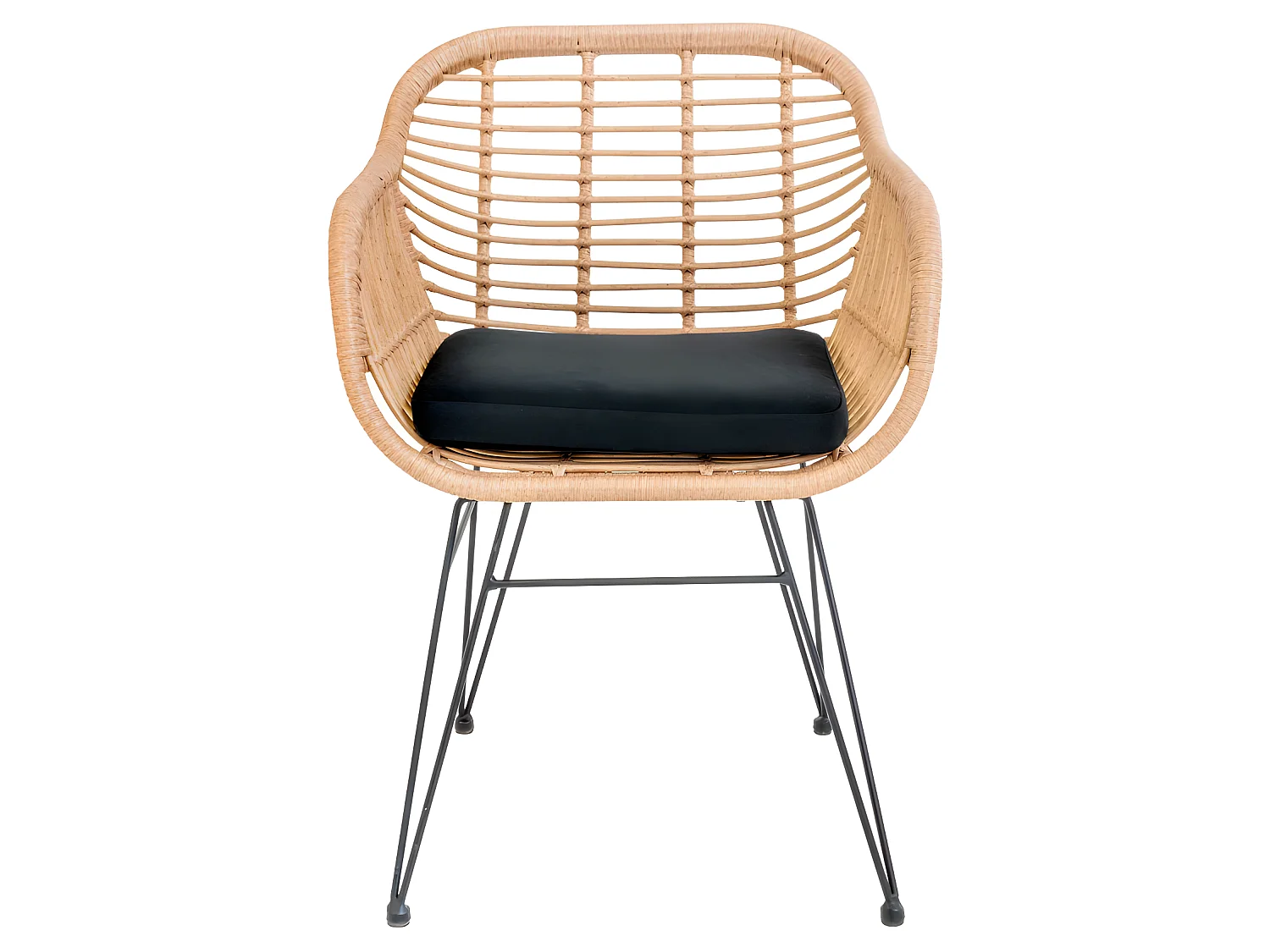 Trieste - Lot de 2 fauteuils indoor/outdoor aspect rotin et métal avec coussin - Bois clair