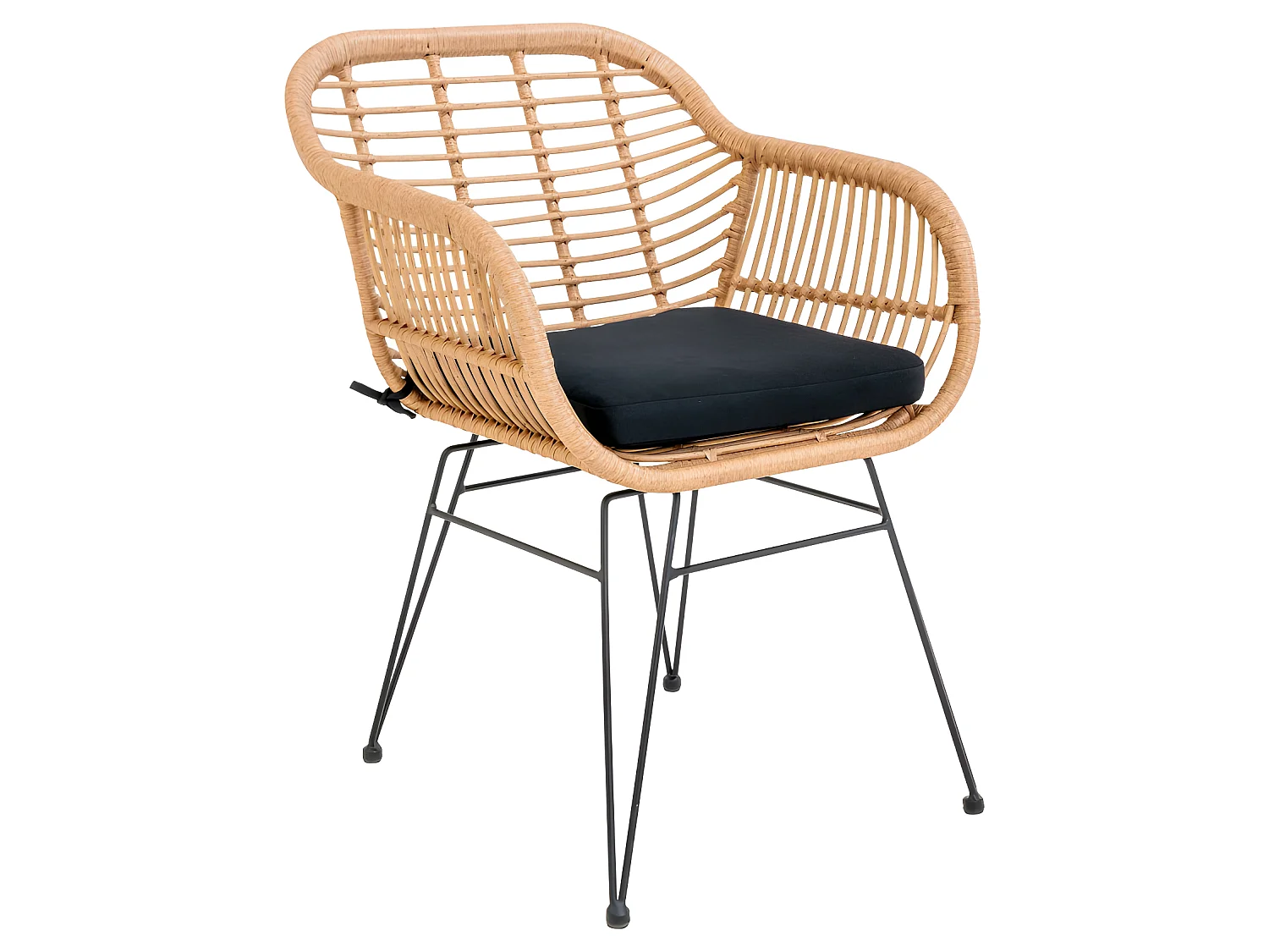 Trieste - Lot de 2 fauteuils indoor/outdoor aspect rotin et métal avec coussin - Bois clair