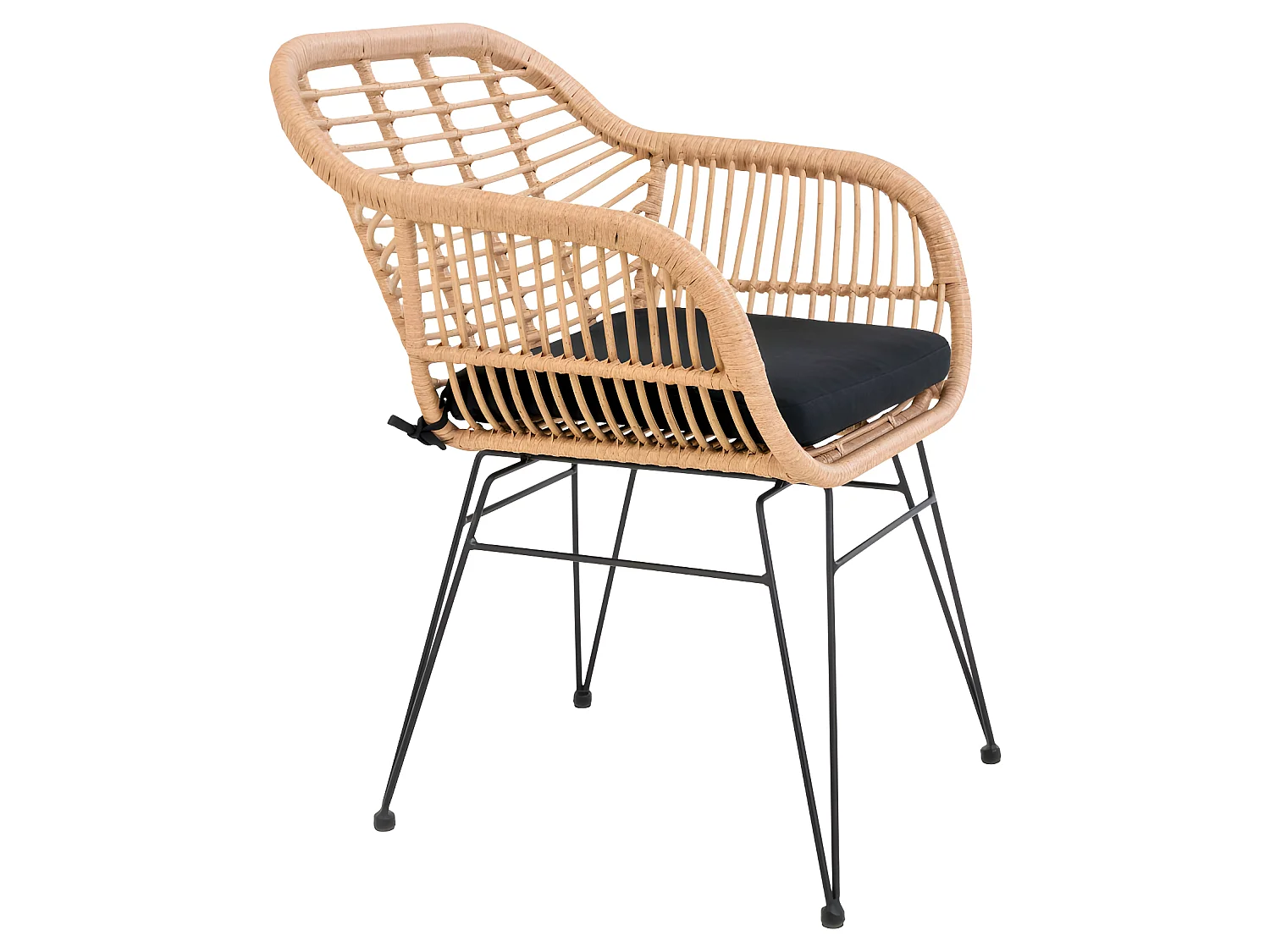 Trieste - Lot de 2 fauteuils indoor/outdoor aspect rotin et métal avec coussin - Bois clair