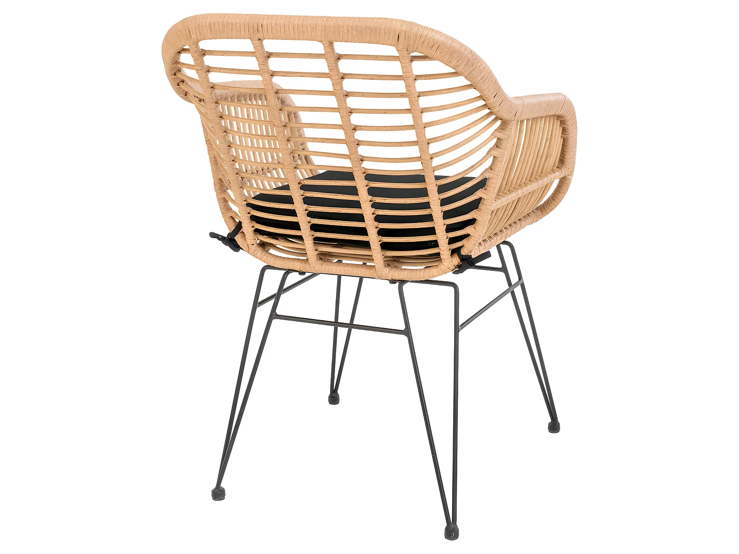 Trieste - Lot de 2 fauteuils indoor/outdoor aspect rotin et métal avec coussin - Bois clair