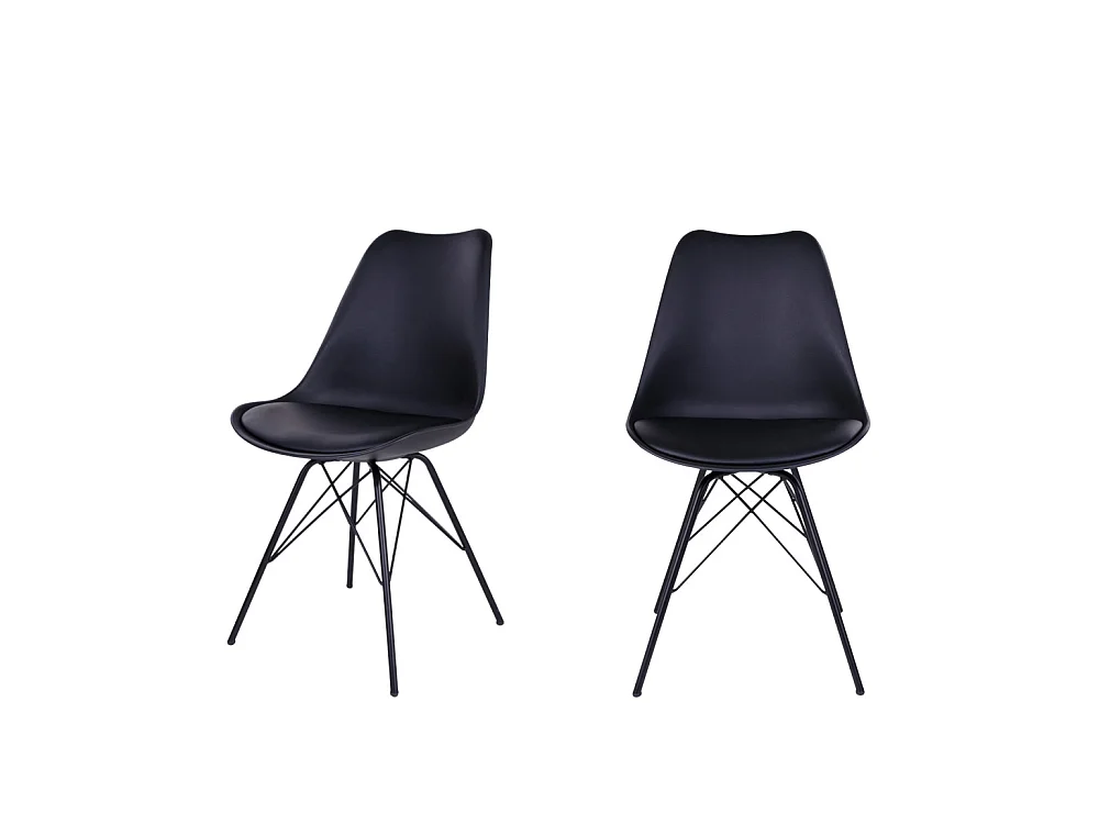 Oslo - Lot de 2 chaises en simili et métal - Noir