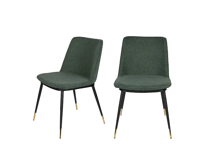 Lionel - Lot de 2 chaises en tissu et métal - Couleur - Vert