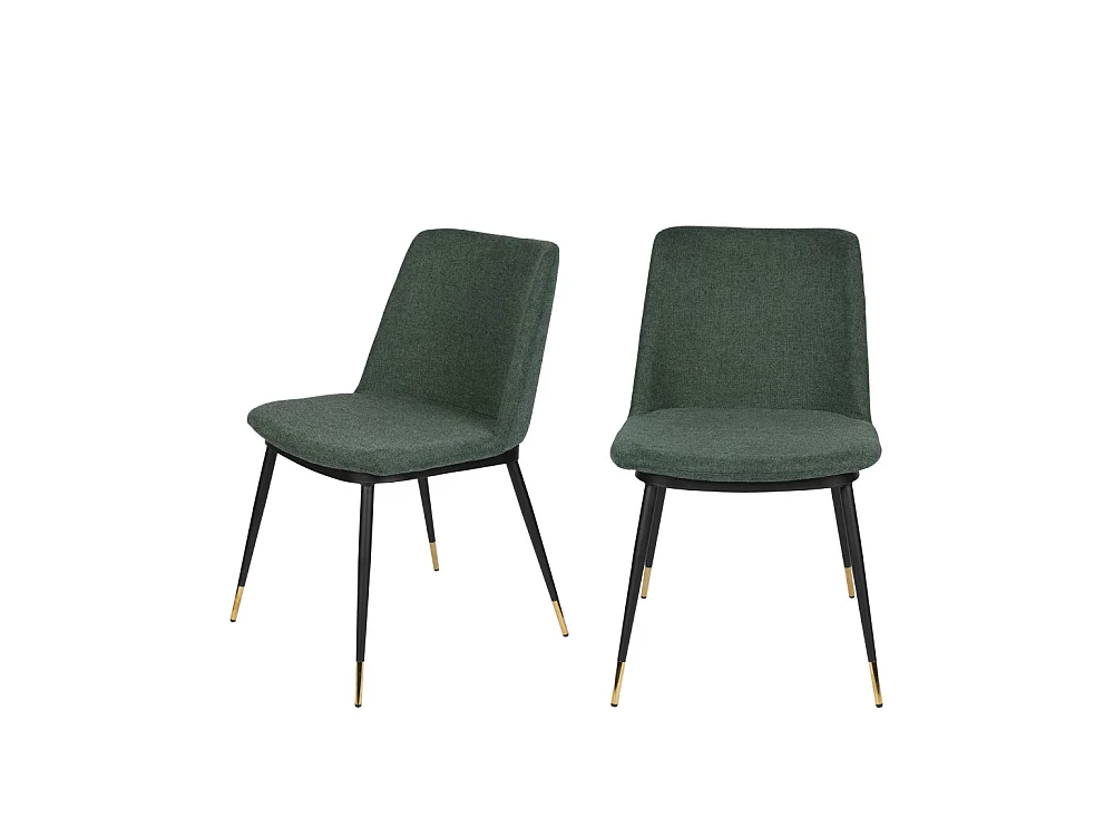 Lionel - Lot de 2 chaises en tissu et métal - Couleur - Vert