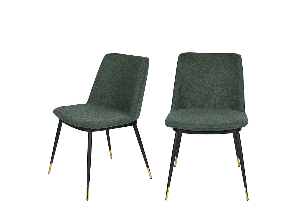 Lionel - Lot de 2 chaises en tissu et métal - Couleur - Vert