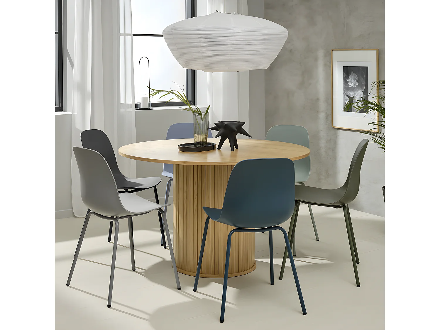 Hel - Lot de 4 chaises en plastique et métal - Vert kaki