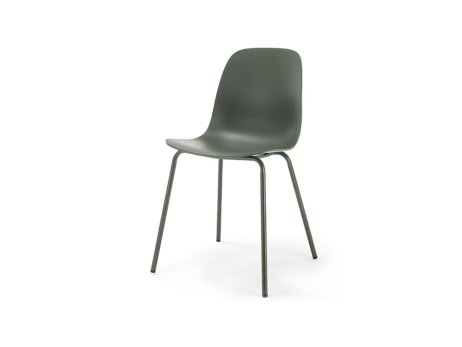 Hel - Lot de 4 chaises en plastique et métal - Vert kaki