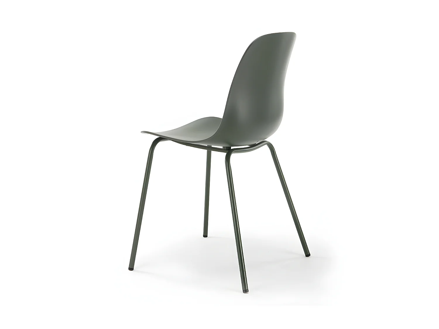 Hel - Lot de 4 chaises en plastique et métal - Vert kaki