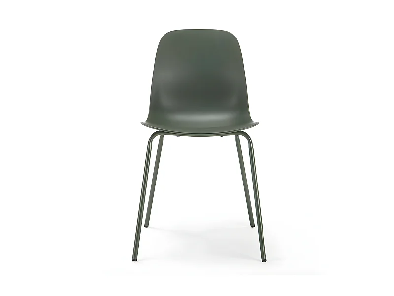 Hel - Lot de 4 chaises en plastique et métal - Vert kaki