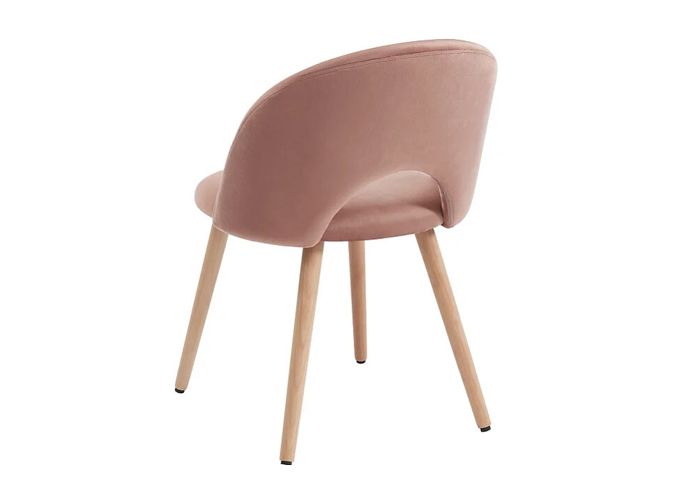 Lot de 2 chaises EUGENIE velours rose pieds hêtre massif
