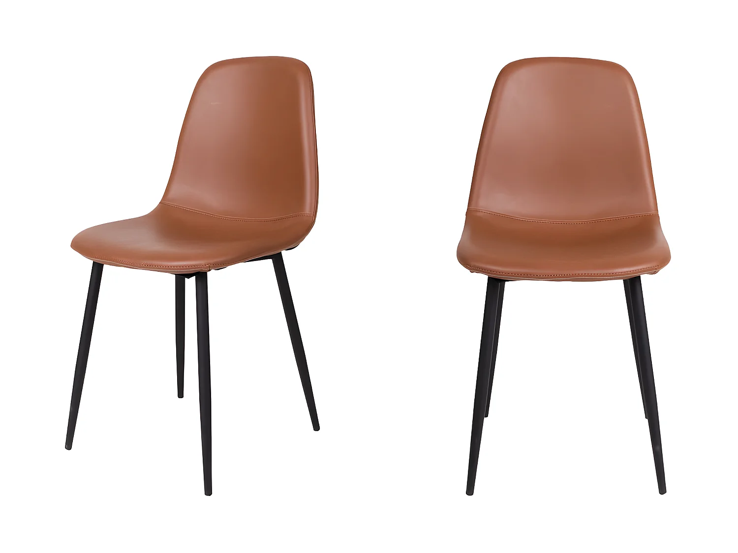 Stockholm - Lot de 2 chaises en simili et métal - Marron