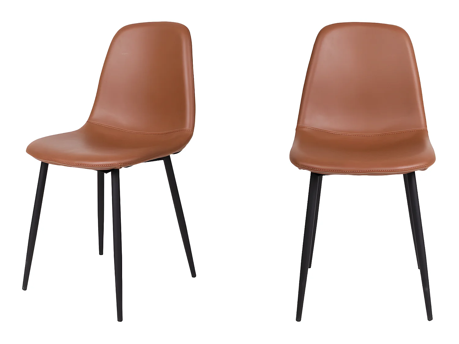 Stockholm - Lot de 2 chaises en simili et métal - Marron