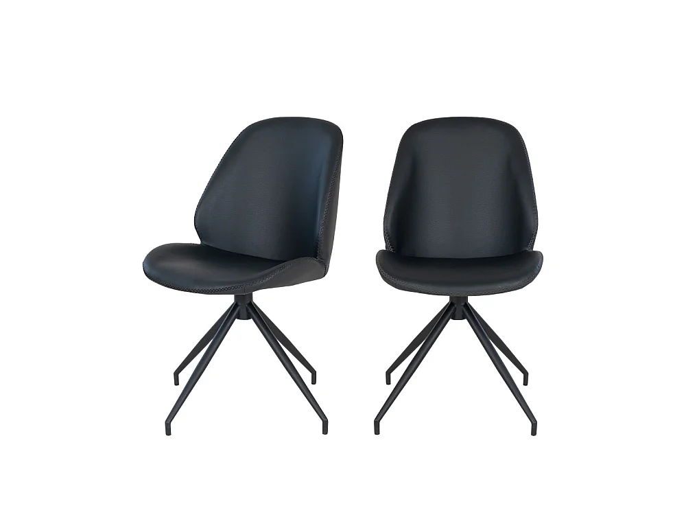 Monte Carlo - Lot de 2 chaises en simili et métal - Couleur - Noir