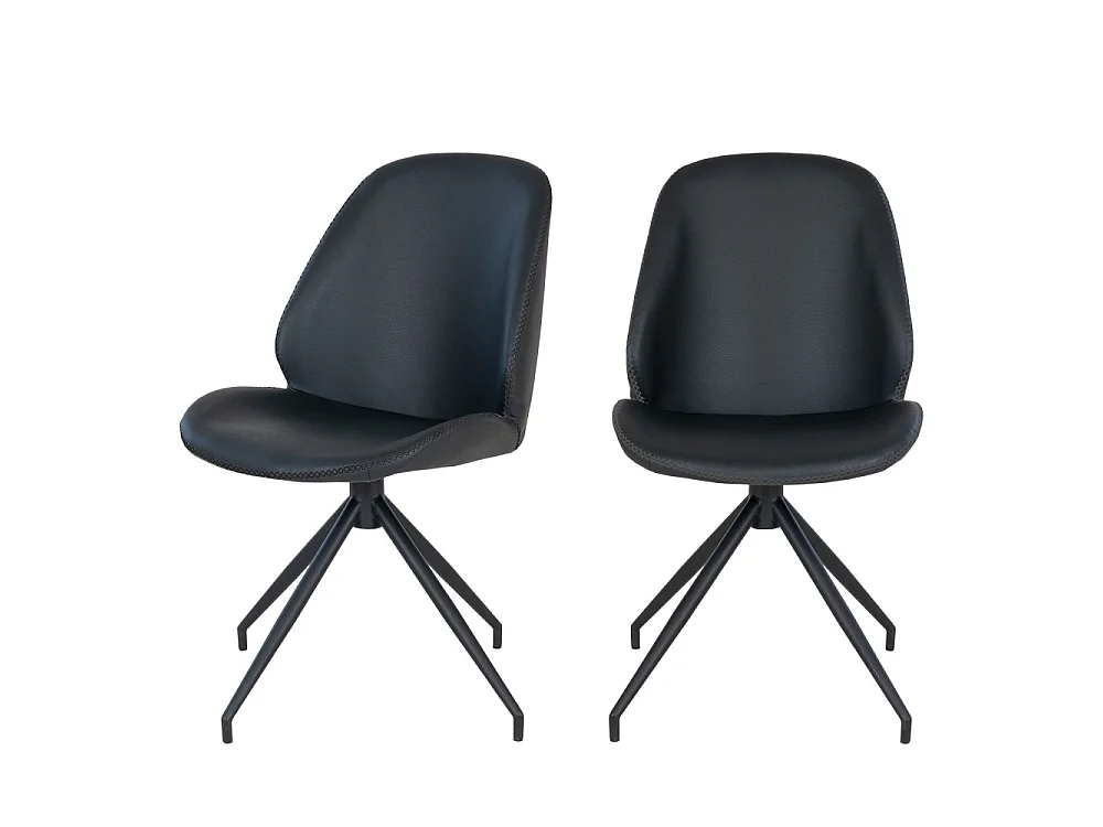 Monte Carlo - Lot de 2 chaises en simili et métal - Couleur - Noir