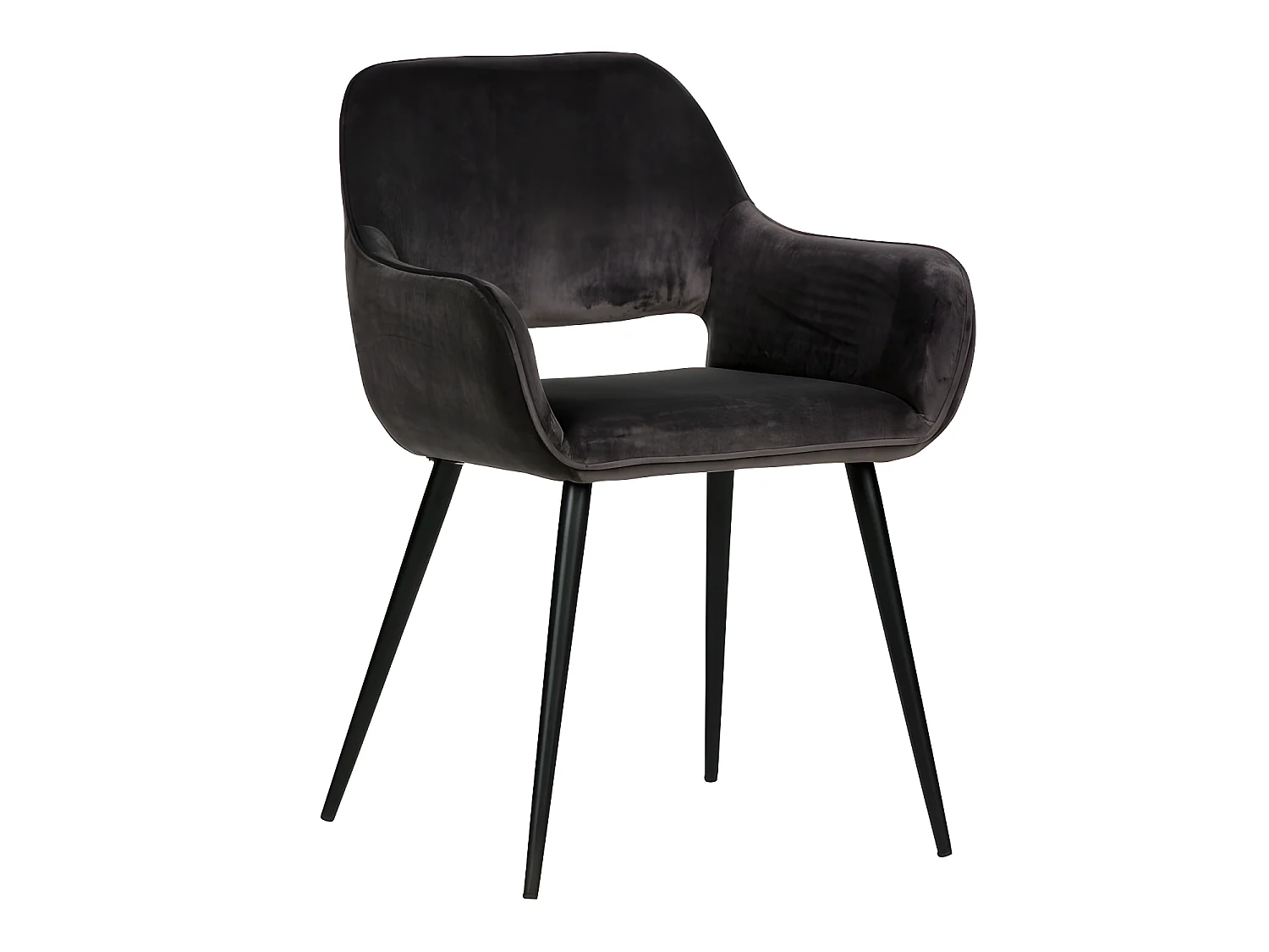 Jelle - Lot de 2 fauteuils de table en velours - Gris