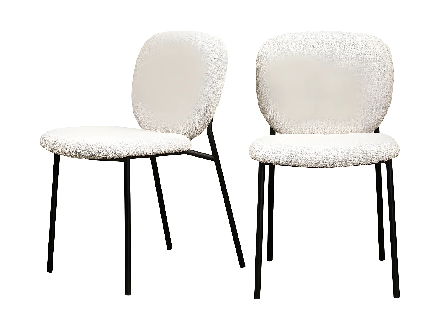 Dalby - Lot de 2 chaises en tissu bouclette et métal - Écru