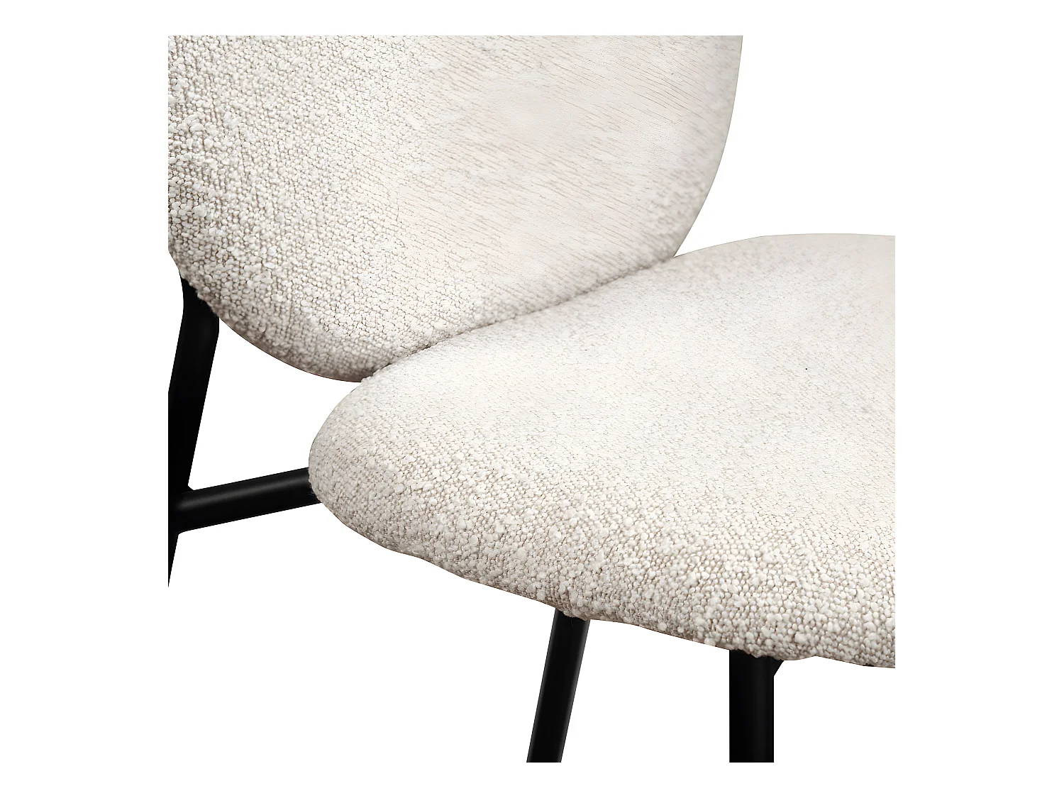 Dalby - Lot de 2 chaises en tissu bouclette et métal - Écru