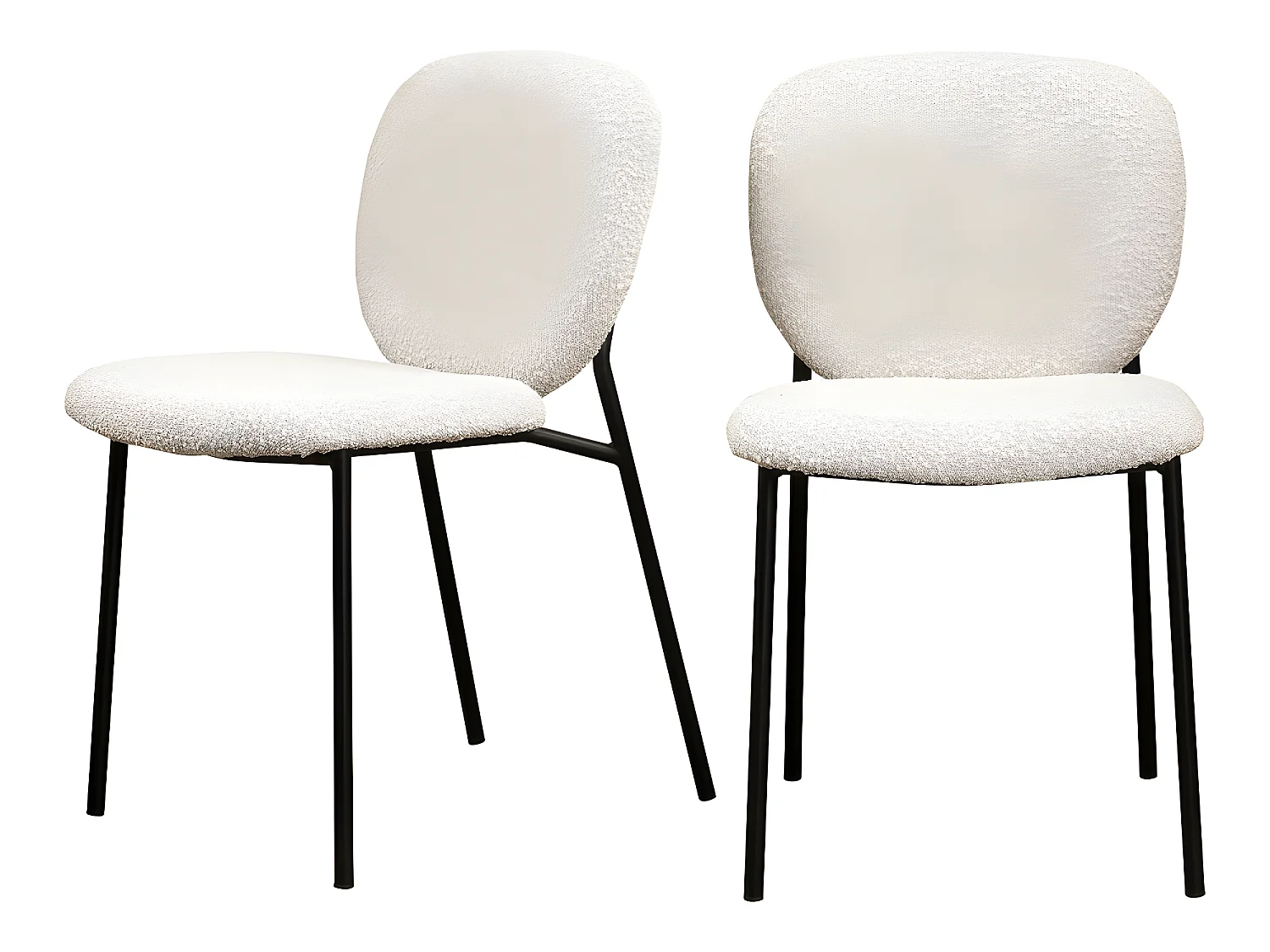 Dalby - Lot de 2 chaises en tissu bouclette et métal - Écru