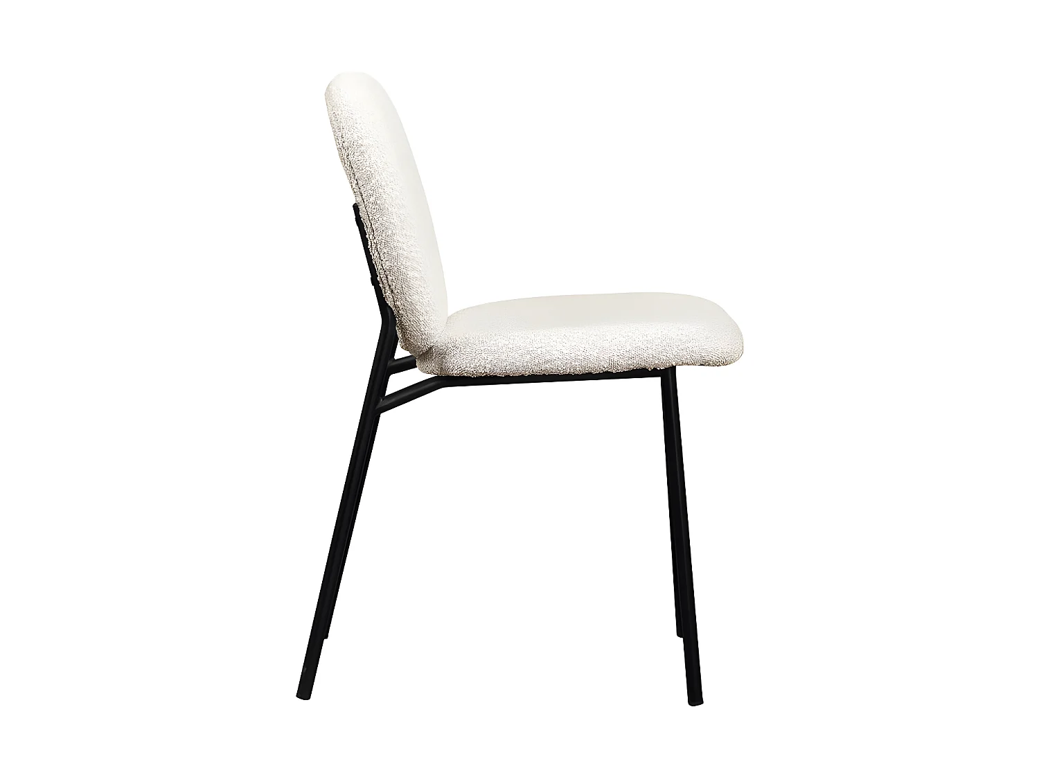Dalby - Lot de 2 chaises en tissu bouclette et métal - Écru