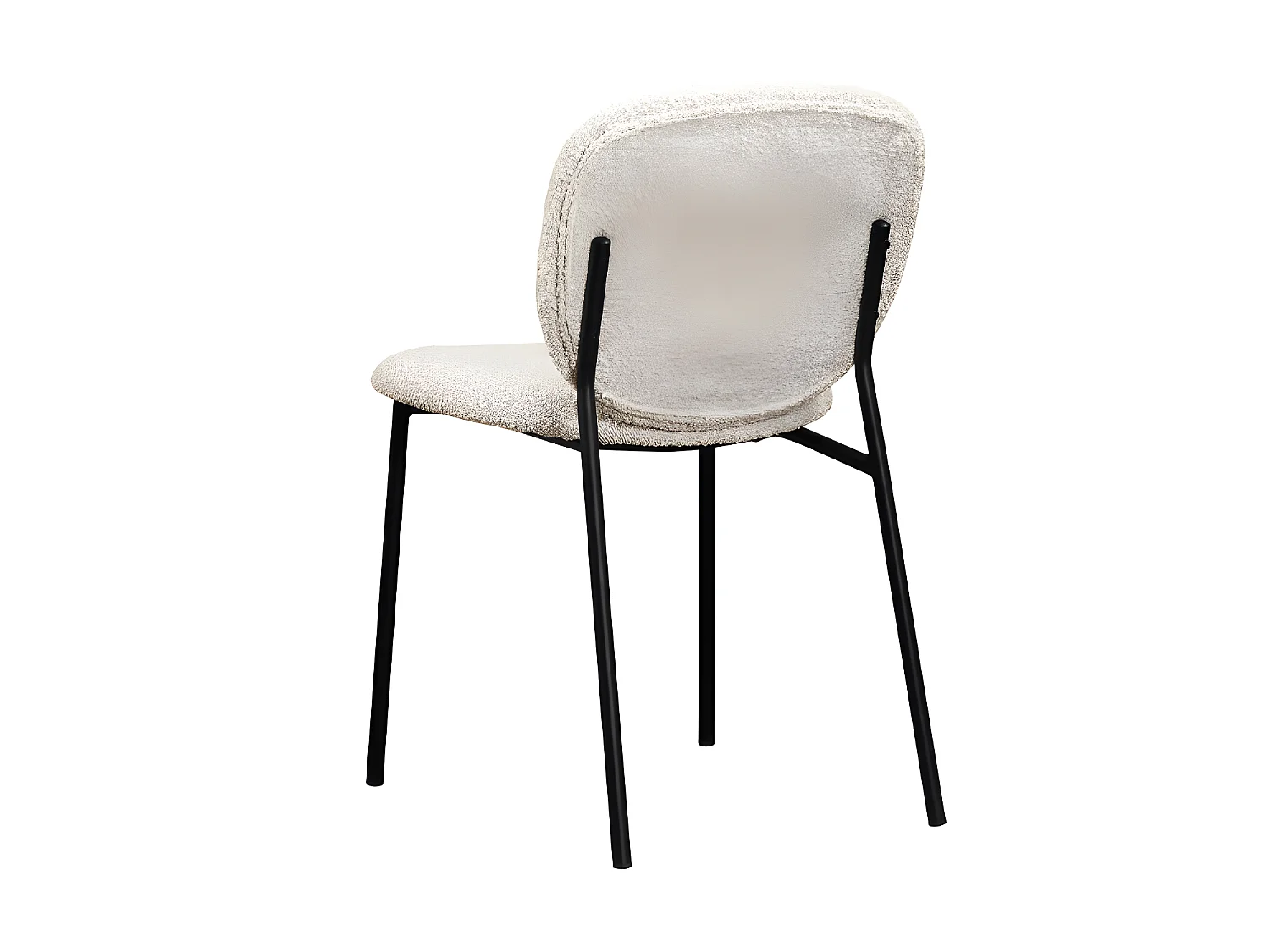 Dalby - Lot de 2 chaises en tissu bouclette et métal - Écru
