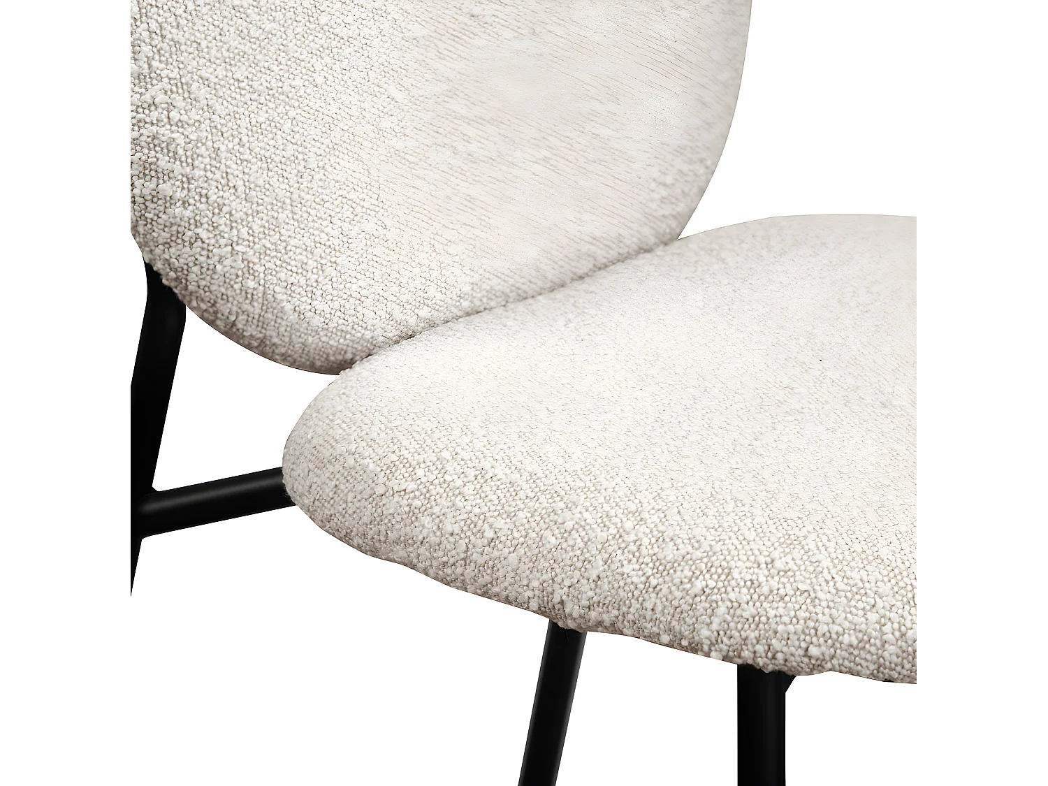 Dalby - Lot de 2 chaises en tissu bouclette et métal - Écru