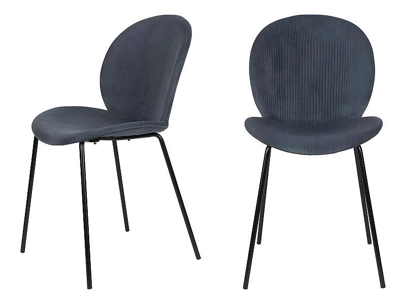 Bonnet - Lot de 2 chaises en velours côtelé et métal - Ardoise