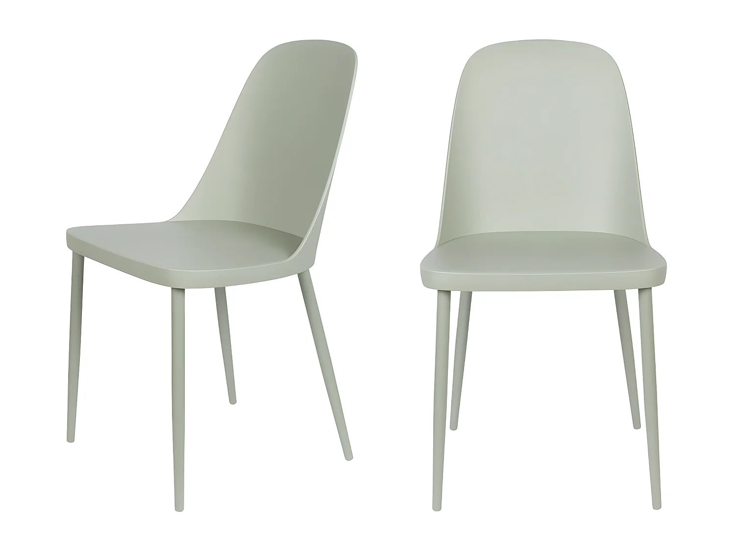 Pip - Lot de 2 chaises en résine et métal - Vert d'eau