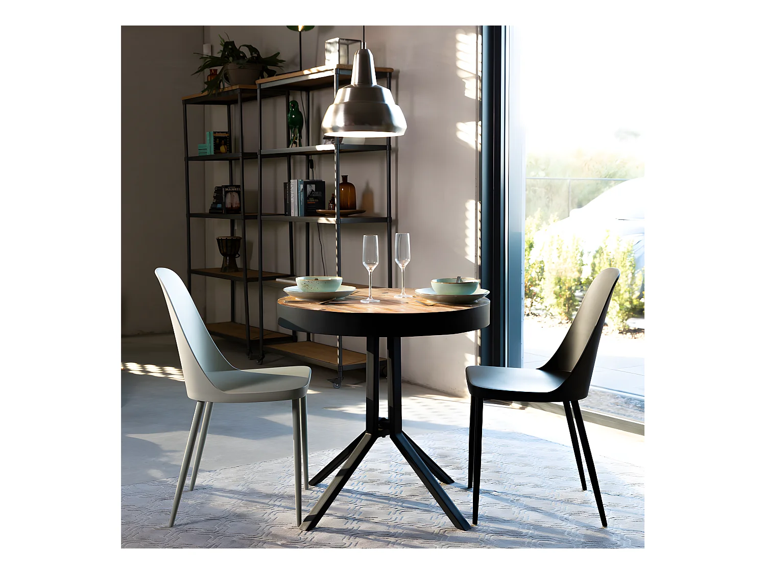 Pip - Lot de 2 chaises en résine et métal - Vert d'eau