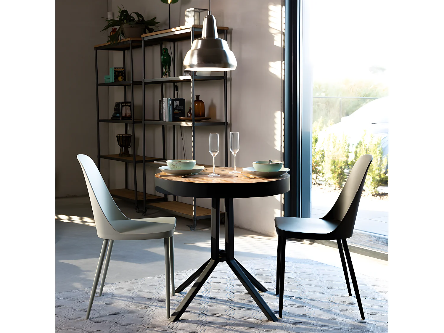 Pip - Lot de 2 chaises en résine et métal - Vert d'eau