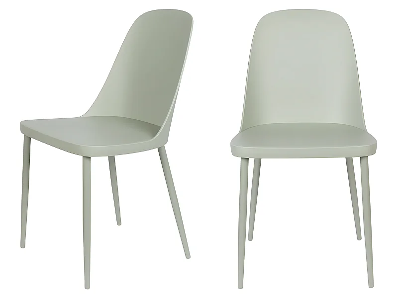 Pip - Lot de 2 chaises en résine et métal - Vert d'eau