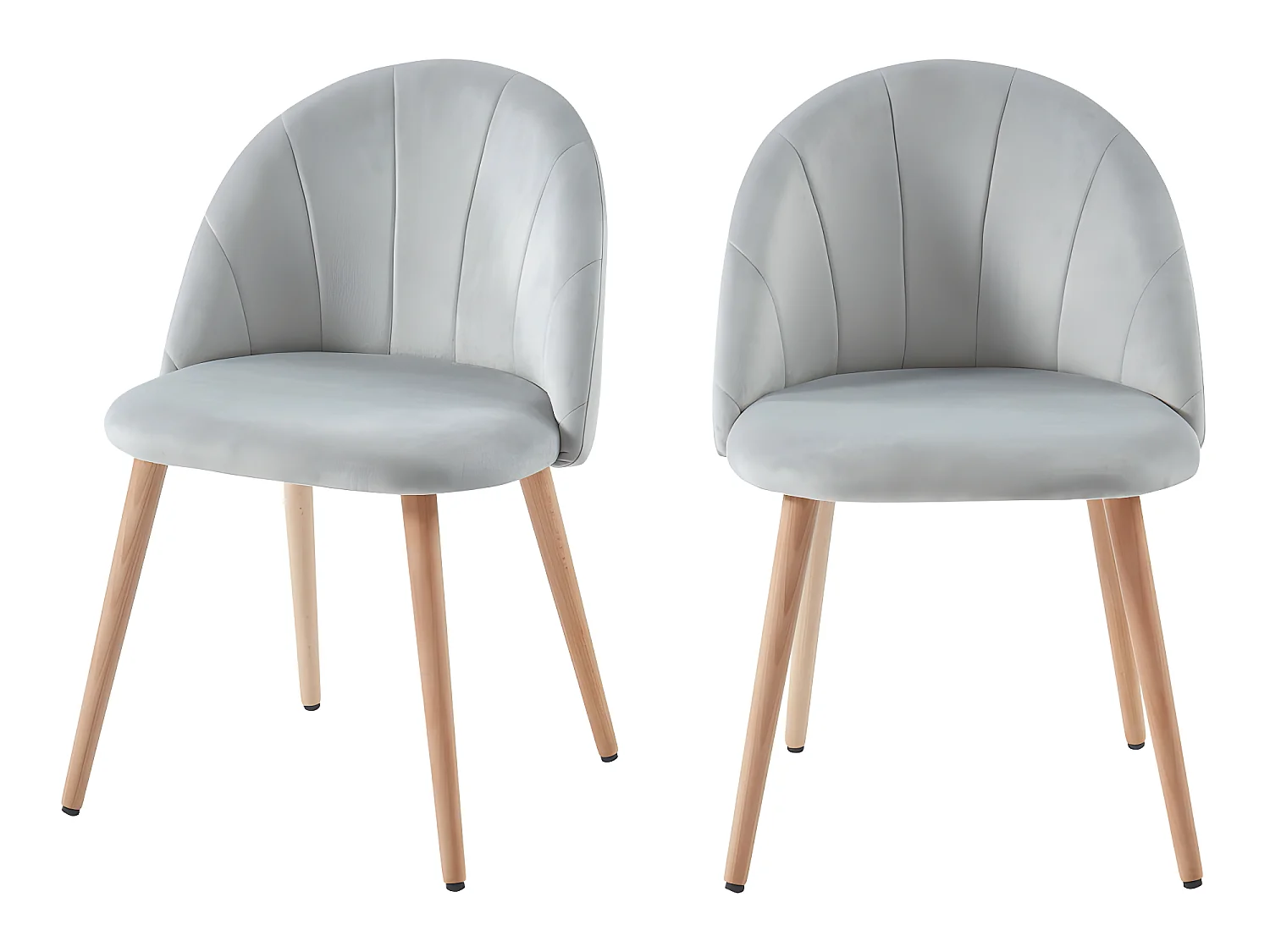 Roandola - Lot de 2 chaises en velours - Gris clair
