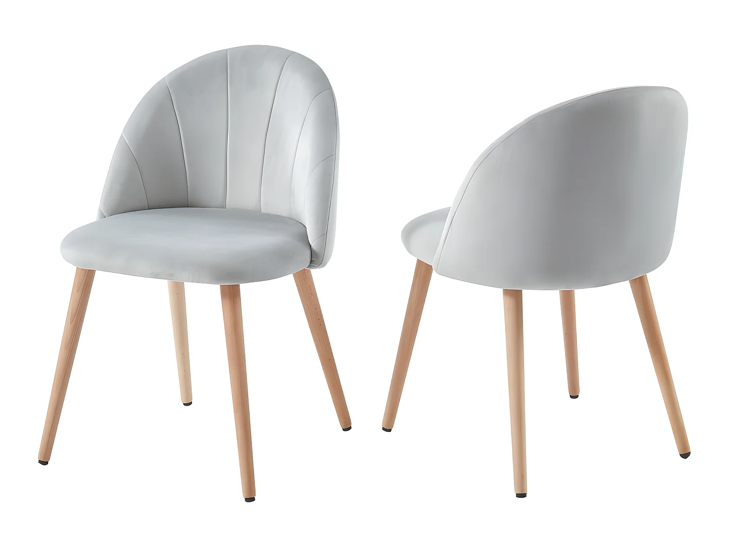 Roandola - Lot de 2 chaises en velours - Gris clair
