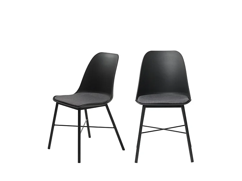 Curvi - Lot de 2 chaises en plastique et métal - Noir