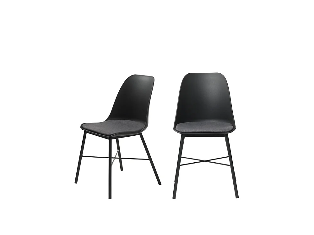 Curvi - Lot de 2 chaises en plastique et métal - Noir