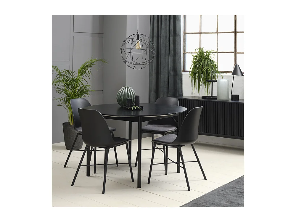 Curvi - Lot de 2 chaises en plastique et métal - Noir