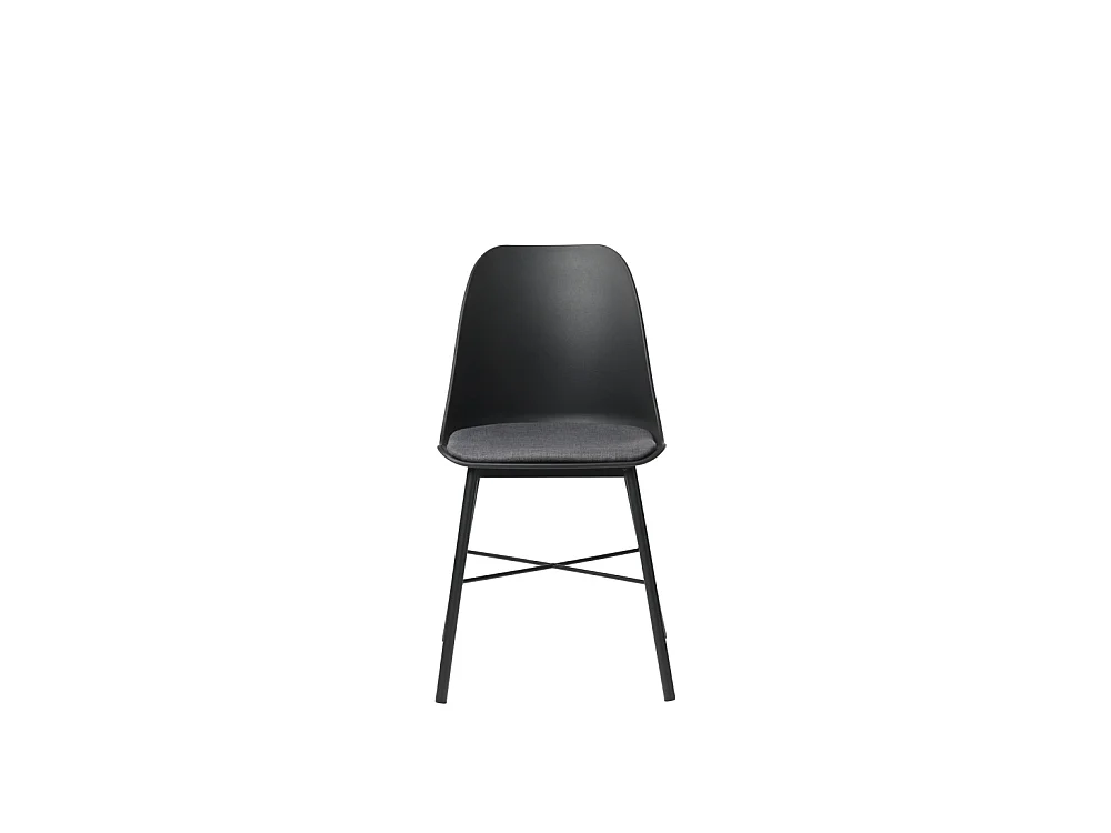 Curvi - Lot de 2 chaises en plastique et métal - Noir