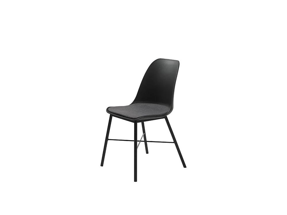 Curvi - Lot de 2 chaises en plastique et métal - Noir