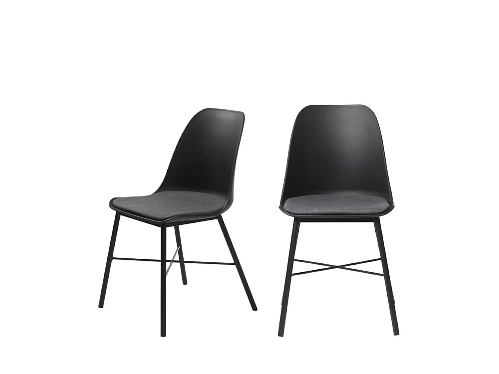 Curvi - Lot de 2 chaises en plastique et métal - Noir
