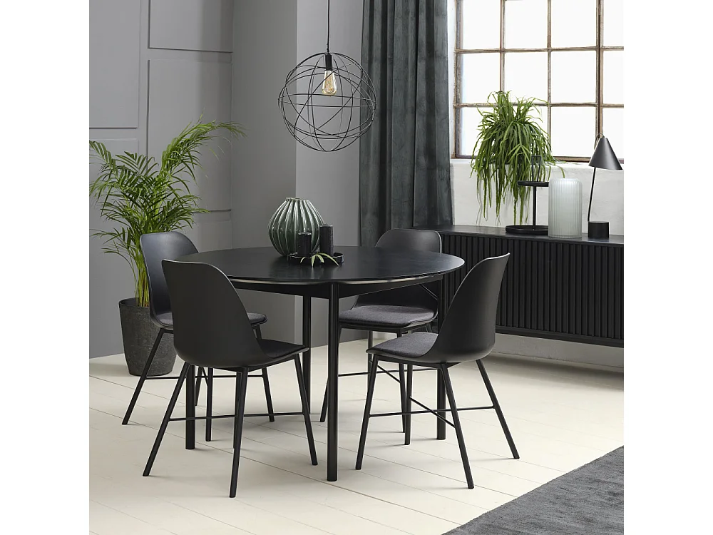 Curvi - Lot de 2 chaises en plastique et métal - Noir