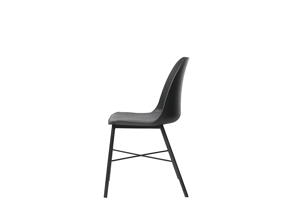 Curvi - Lot de 2 chaises en plastique et métal - Noir