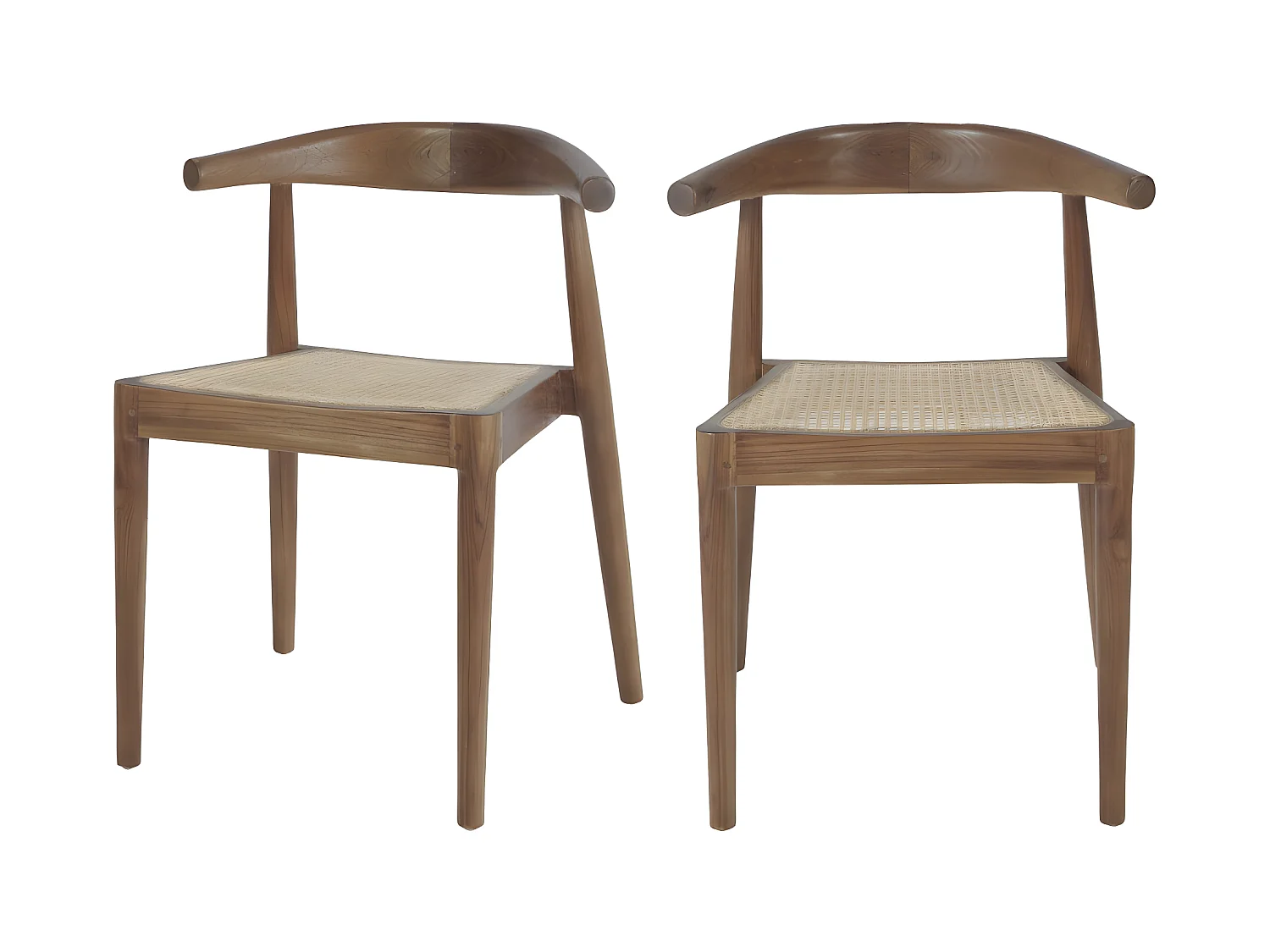 Bunga - Lot de 2 chaises en teck et cannage - Bois foncé