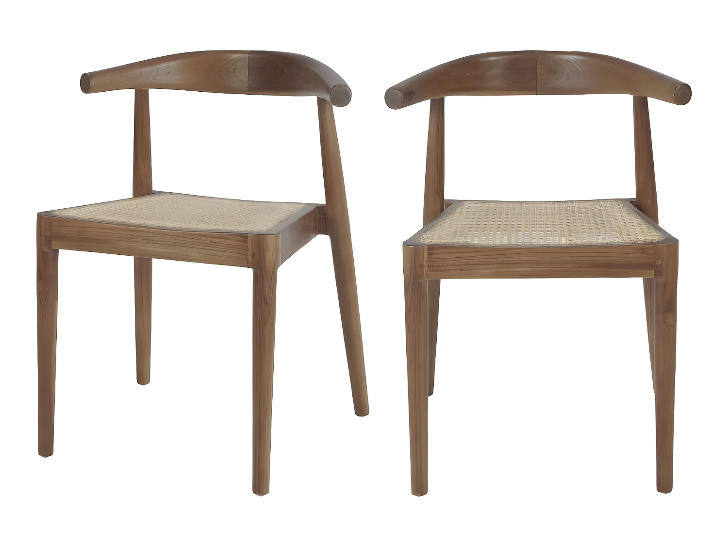 Bunga - Lot de 2 chaises en teck et cannage - Bois foncé