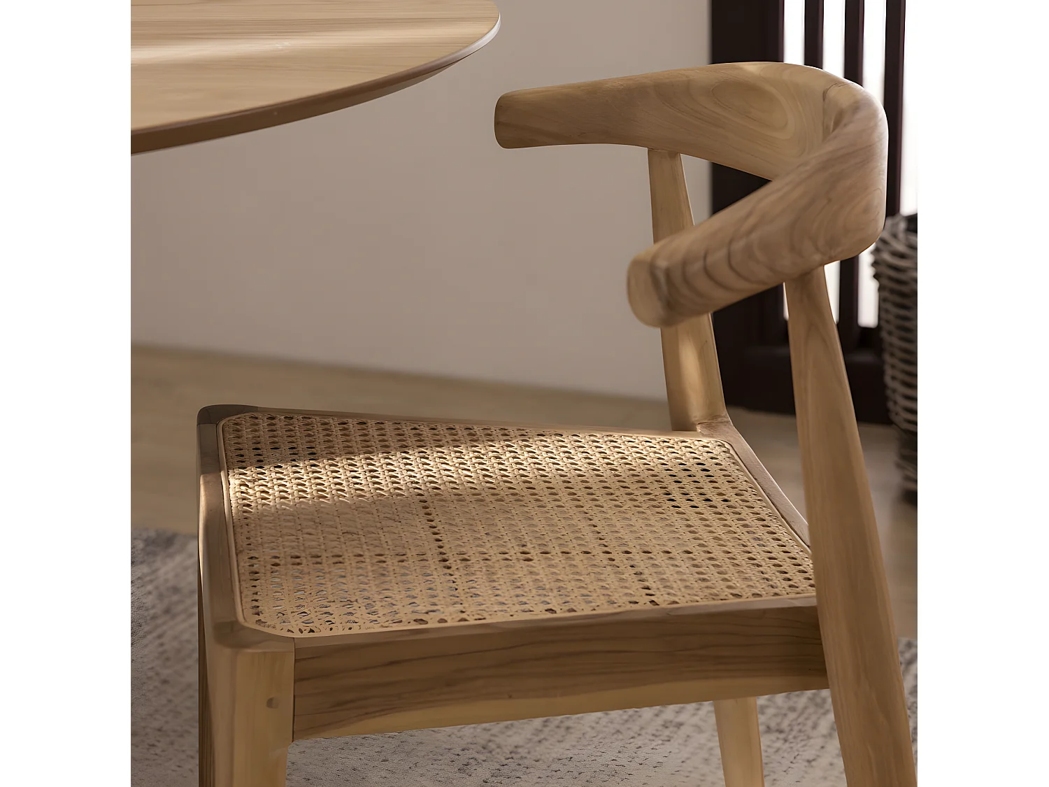 Bunga - Lot de 2 chaises en teck et cannage - Bois foncé