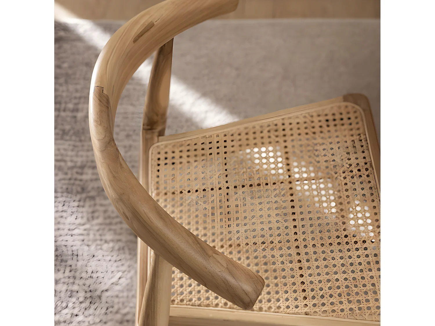 Bunga - Lot de 2 chaises en teck et cannage - Bois foncé