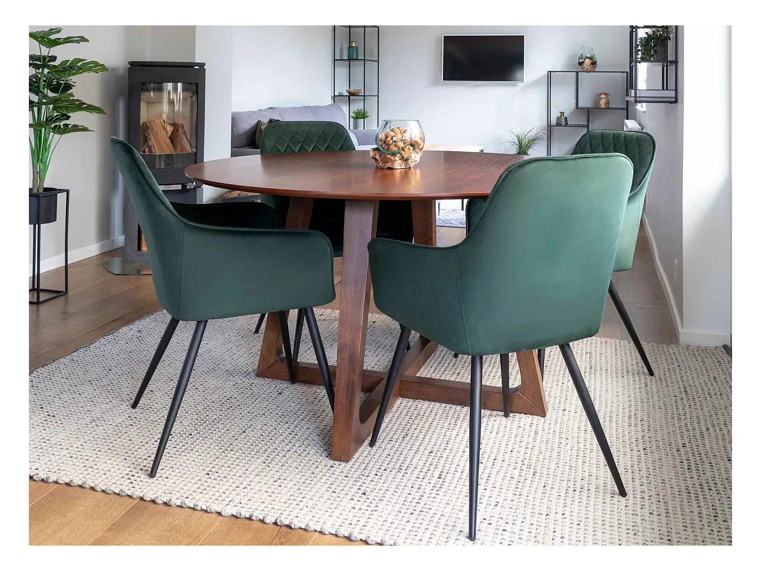 Table de salle à manger BRAKO Ø137cm – Placage noyer naturel