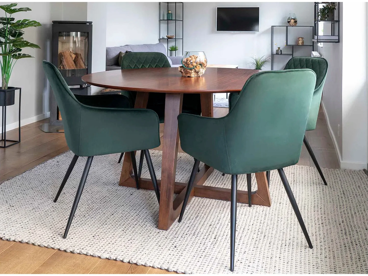 Table de salle à manger BRAKO Ø137cm – Placage noyer naturel